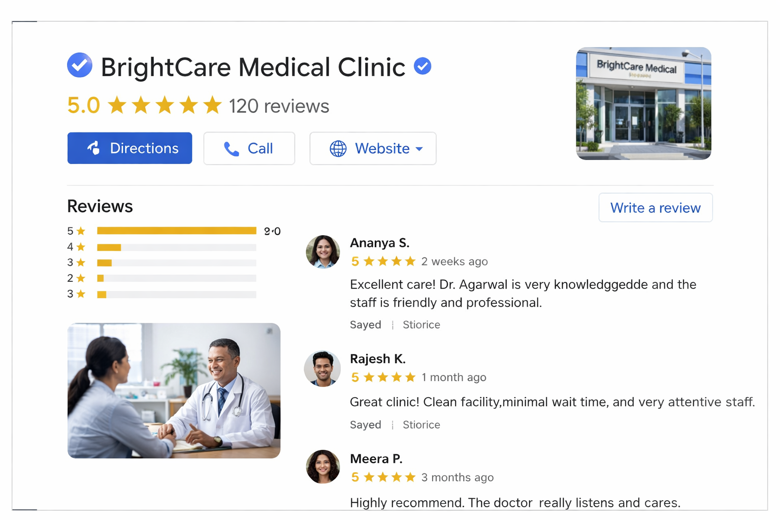 5 star google reviews for clinic