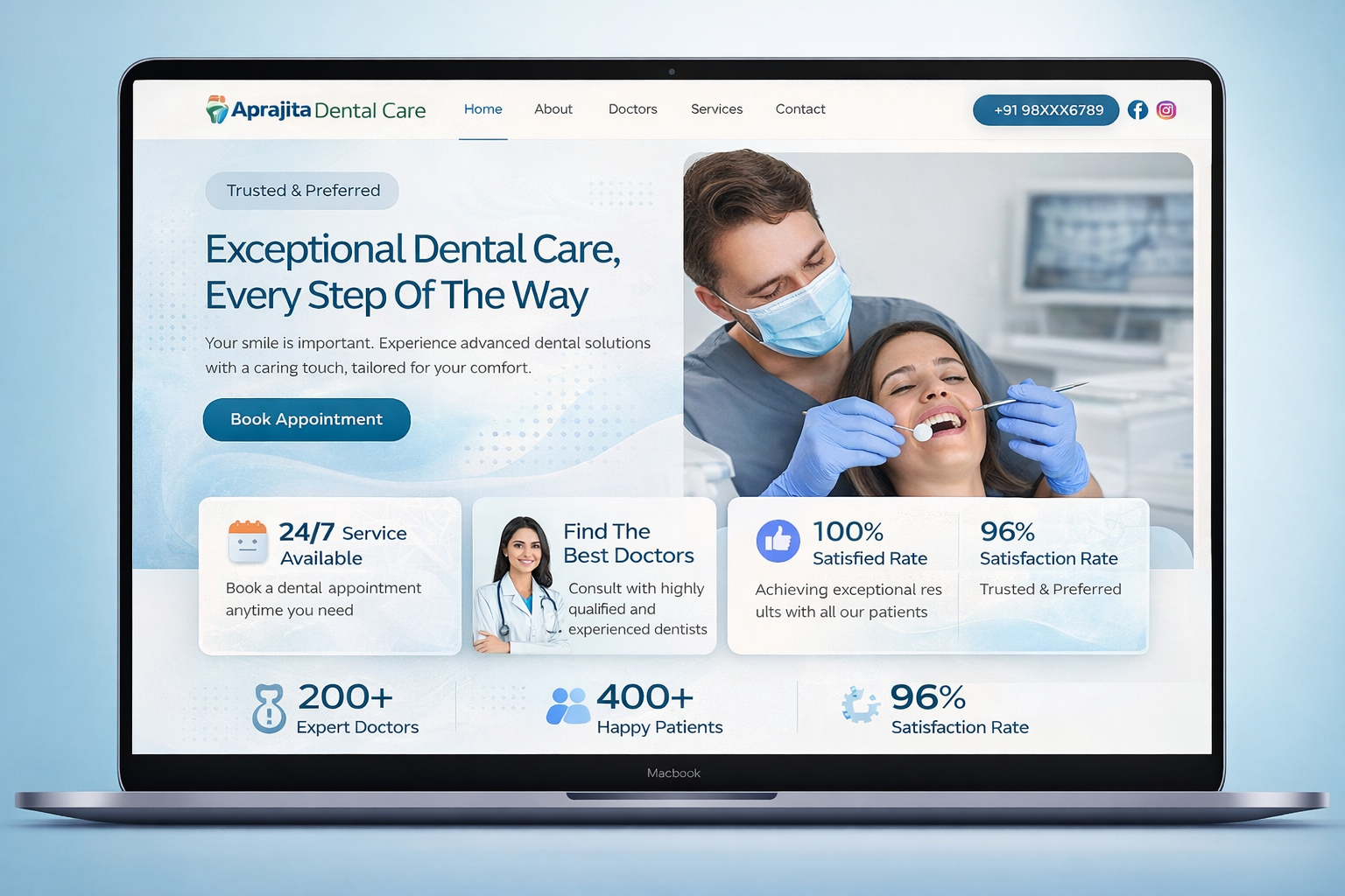 clinic website homepage showing local seo keywords patna doctor